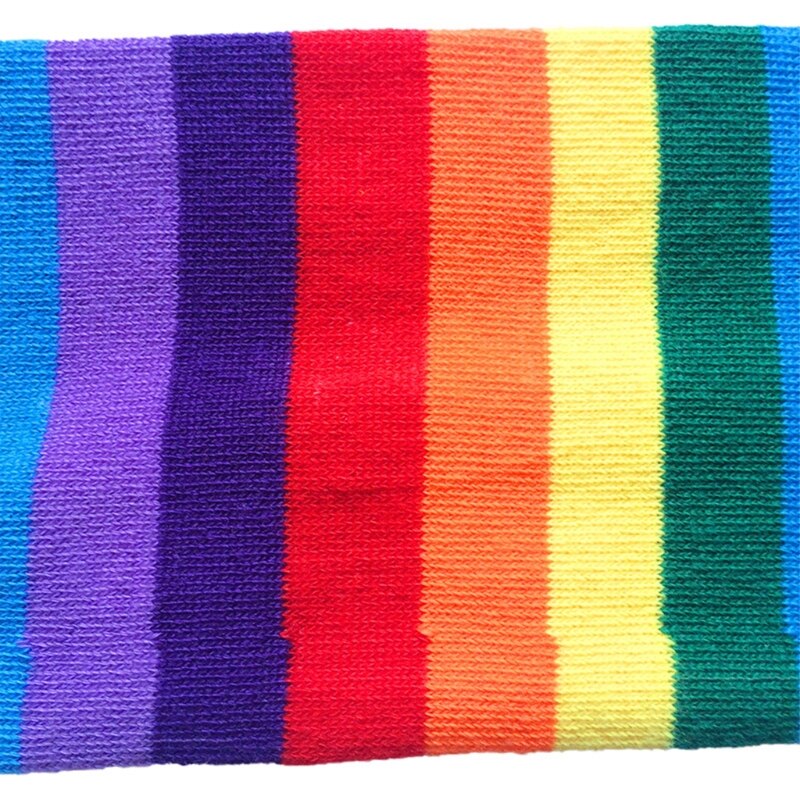 Women Rainbow Striped Thigh High Long Socks Arm Warmers Fingerless Gloves Set 649C eprolo