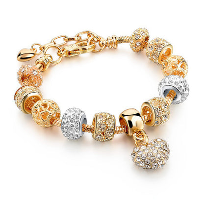 Szelam Luxury Crystal Heart Charm Bracelets & Bangles Gold Bracelets For Women Jewellery Pulseira Feminina Sbr160056 eprolo