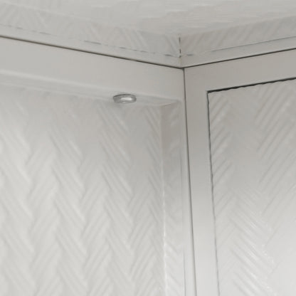 27.56"Glass Doors Modern Two-door Wall Cabinet with Featuring Three-tier Storage White eprolo