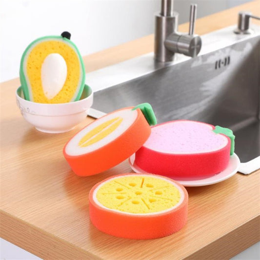 Thickened fruit sponge cleaning wipe large absorbent kitchen dishwashing scouring pad styling pot brush eprolo