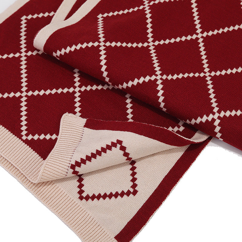 Adult Knitted Hat Glove Scarf Set Winter Men and Women Outdoor Cold proof Diamond Grid Knitted Hat eprolo