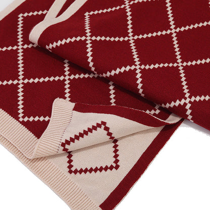 Adult Knitted Hat Glove Scarf Set Winter Men and Women Outdoor Cold proof Diamond Grid Knitted Hat eprolo