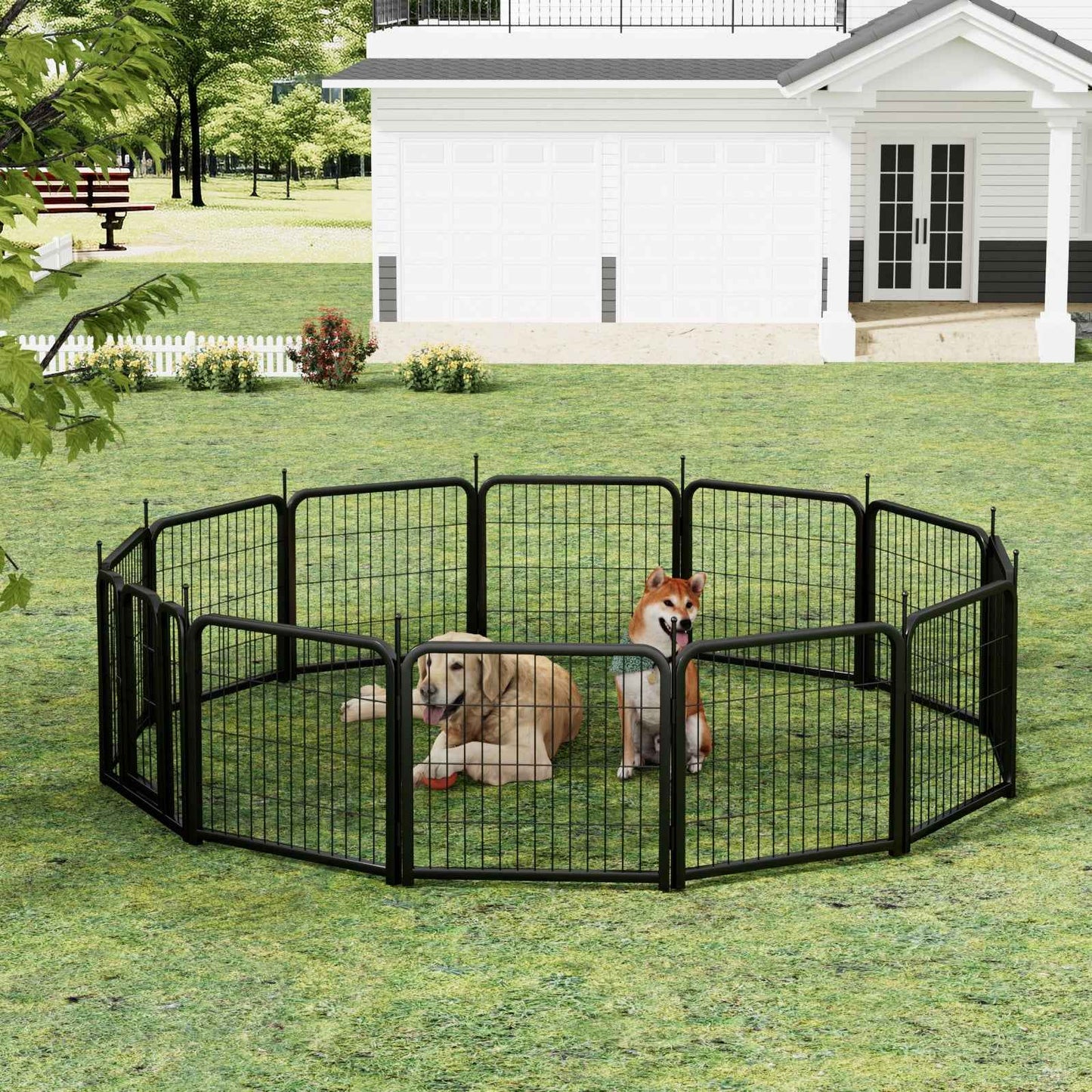12-Panel Dog Fence - 24" Portable Indoor/Outdoor Pet Pen