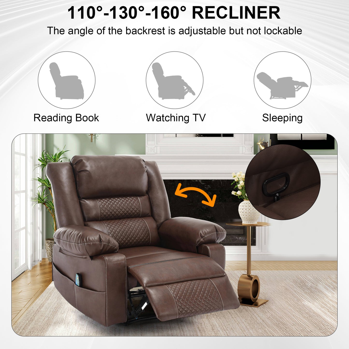 Breathable Leather Massage Recliner Chair Manual Living Room Reclining Sofa eprolo