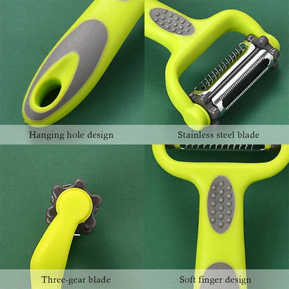 3 In 1 Rotary Peeler Fruit Vegetables Cabbage Graters Salad Carrot Potato Slicer Kitchen Multifunction Grater Julienne Peeler - Shello's Creative Boutique