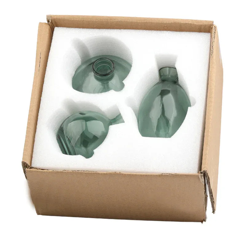 Light Luxury Painted Gold Small Glass Vase – Elegant 3-Piece Set - Shello's Creative Boutique