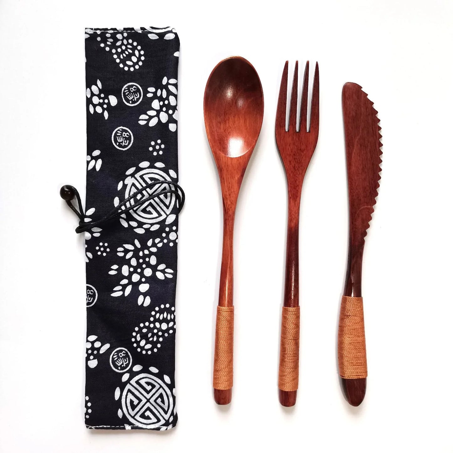 Japanese Style Long Handled Spoons, Forks, Chopsticks, Three Piece Set Of Wooden Portable Tableware, Chopsticks, Spoons, Set - Shello's Creative Boutique