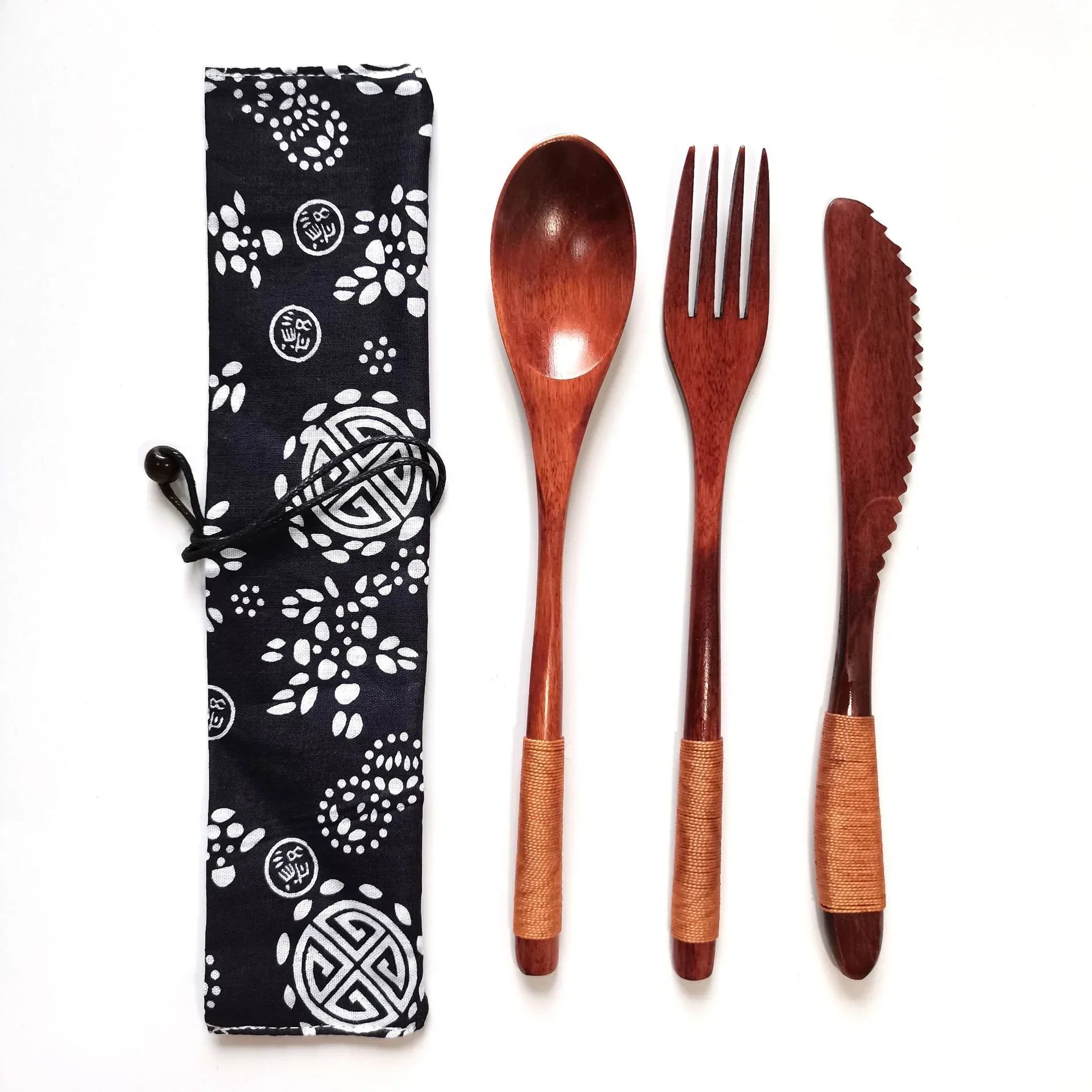 Japanese Style Long Handled Spoons, Forks, Chopsticks, Three Piece Set Of Wooden Portable Tableware, Chopsticks, Spoons, Set - Shello's Creative Boutique
