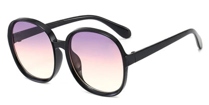 New Round Frame Sunglasses Women Retro Brand Designer Brown Black Oversized Lady Sun Glasses - Shello's Creative Boutique