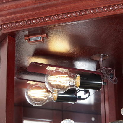 Corner Curio cabinet with lights, adjustable tempered glass frame, display cabinet, cherry color (excluding E26 light bulbs) eprolo