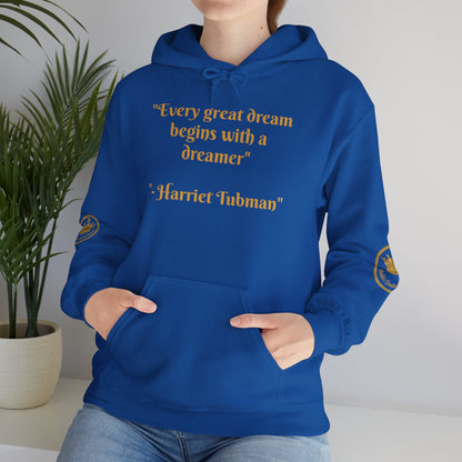 Harriet Tubman Quote Hoodie | "Every Great Dream Begins With a Dreamer" | Unisex Pullover