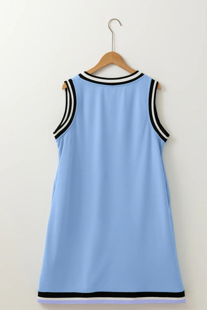 Myosotis Contrast Trim V Neck Sleeveless Mini Dress - Effortless Elegance with a Modern Twist! - Shello's Creative Boutique