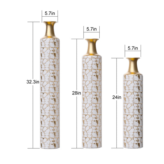 Floor standing golden large vase -32/28/24 inches decorative high vase set of 3 vintage antique worn-out vases eprolo