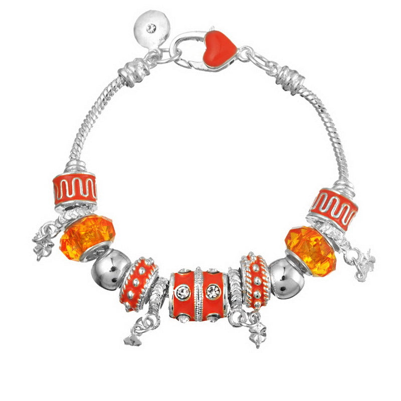 Pink Crystal Charm Silver Bracelets Bangles for Women With Murano Beads Silver Bracelet Jewelry eprolo