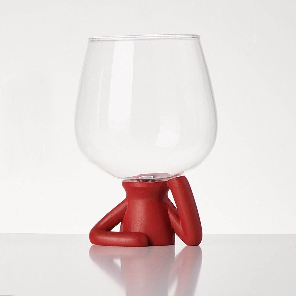 Two in one wine glass with cork and high borosilicate glass wine glass eprolo