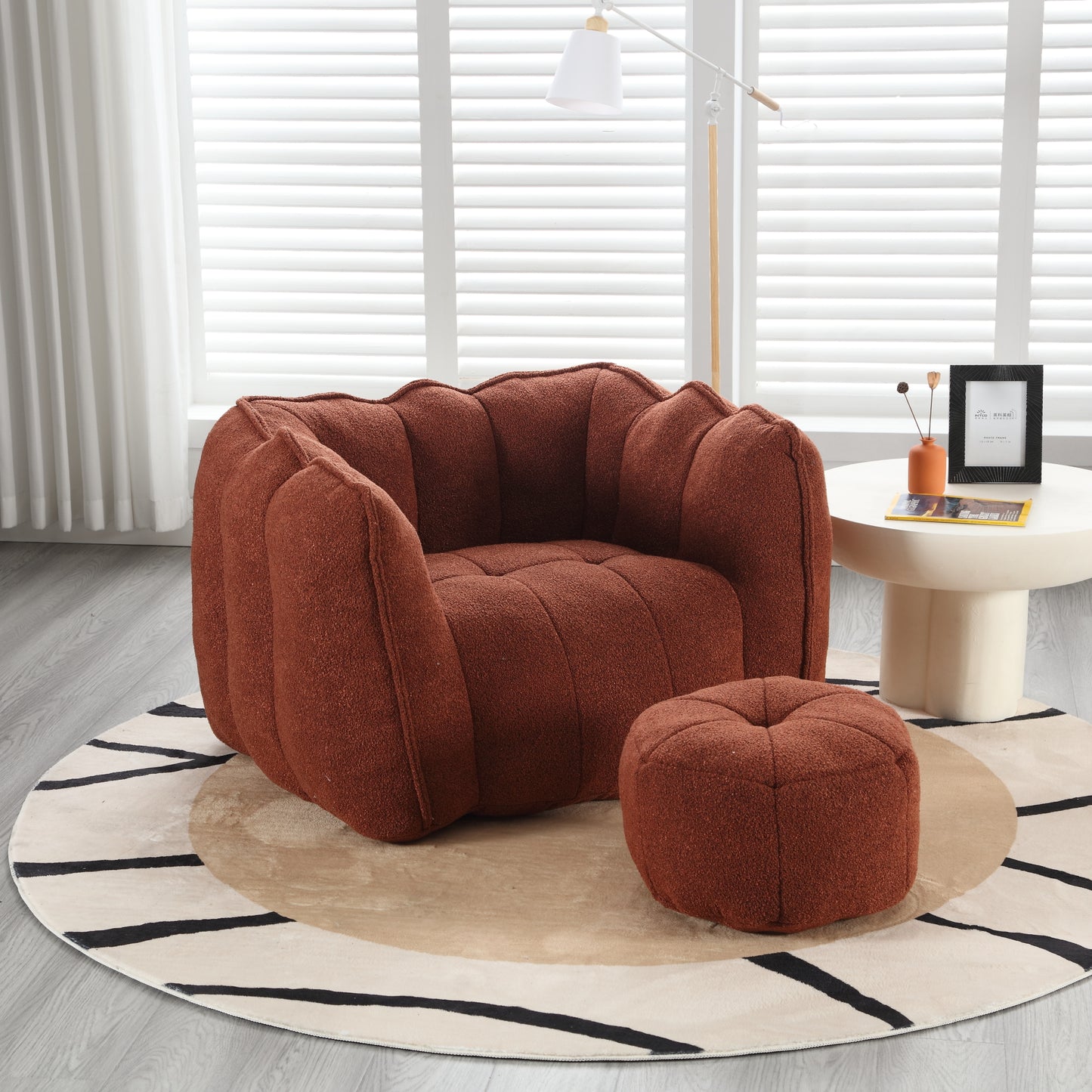 Soft Bean Bag Chair with High Resilient Foam(Chips)for living room and bedroom Comfortable Square Lazy Sofa with  Footstool eprolo