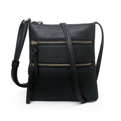 Leisure multifunctional pocket with double zipper vertical women's bag single shoulder bag crossbody bag - Shello's Creative Boutique