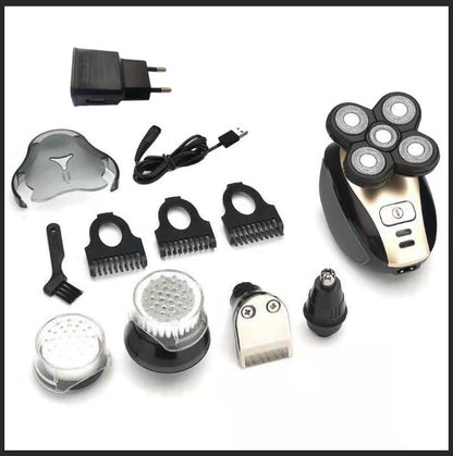 Multifunctional 5-Head Shaver Rechargeable Razor Water Washing Bald Head Machine Five-In-One Razor eprolo