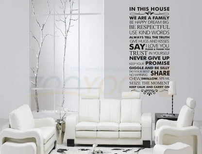 In this house Family Rules Home Decor Wall Decal Decorative Vinyl Wall Sticker Wall Art - Shello's Creative Boutique