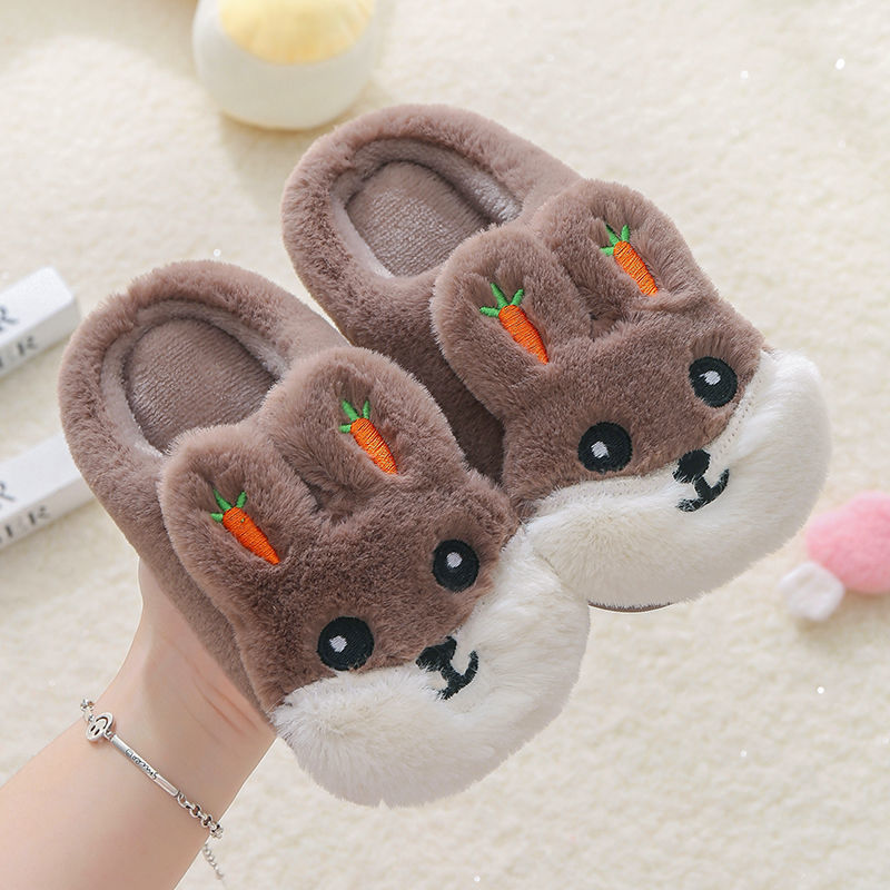 Kids Cotton Slides Autumn Winter Indoor Non-slip Cute Rabbit Non-slip Kids Shoes Home Slippers Fashion Baby Boys Girls Slippers eprolo