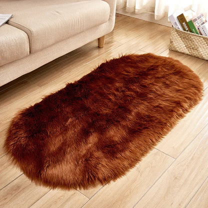 Imitation Wool Oval Plush Carpet – Soft Luxury for Any Space - Shello's Creative Boutique