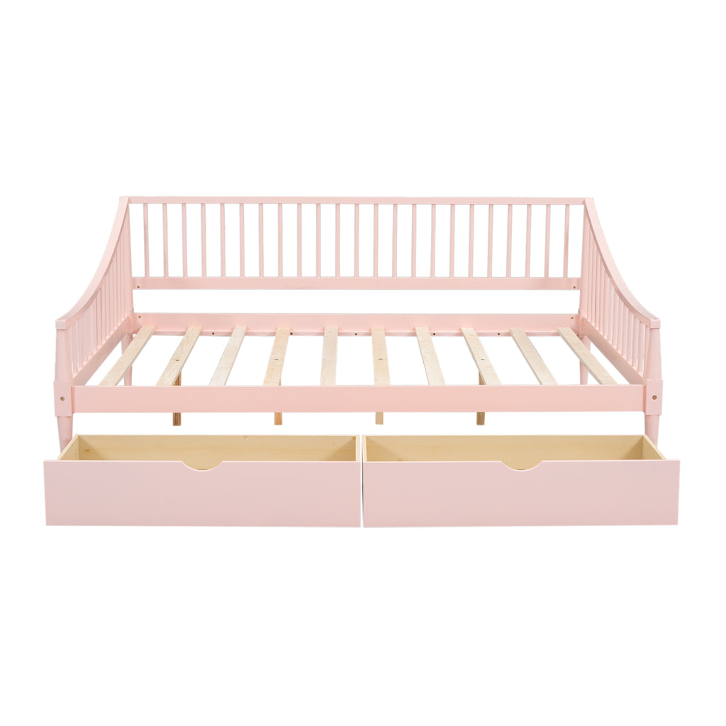 Full Size Daybed with Two Storage Drawers and Support Legs Pink Shello Creative Boutique