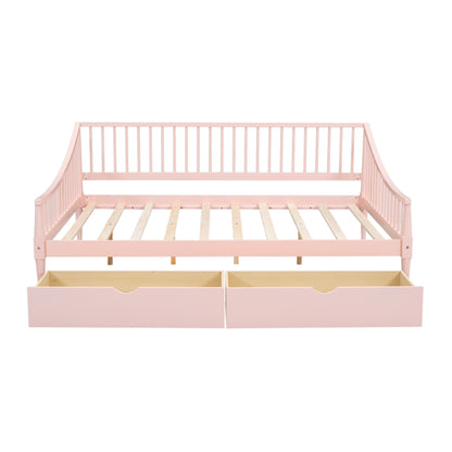 Full Size Daybed with Two Storage Drawers and Support Legs Pink Shello Creative Boutique