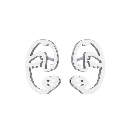 Abstract Face Stud Earrings - Artistic Asymmetrical Jewelry for Women - Shello's Creative Boutique