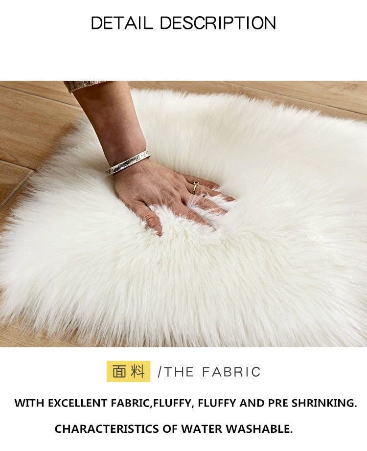 Artificial Wool Carpet Rectangle/Square garnish Faux Mat Seat Pad Plain Skin Fur Plain Fluffy Area Rugs Washable Home Textile Shello Creative Boutique