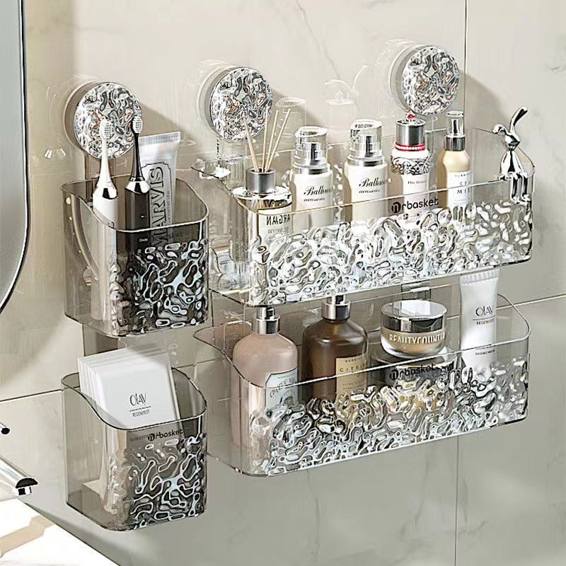 Suction tray rack bathroom shelf no punch bathroom wash table hanging basket wall hanging wall receiving rack eprolo