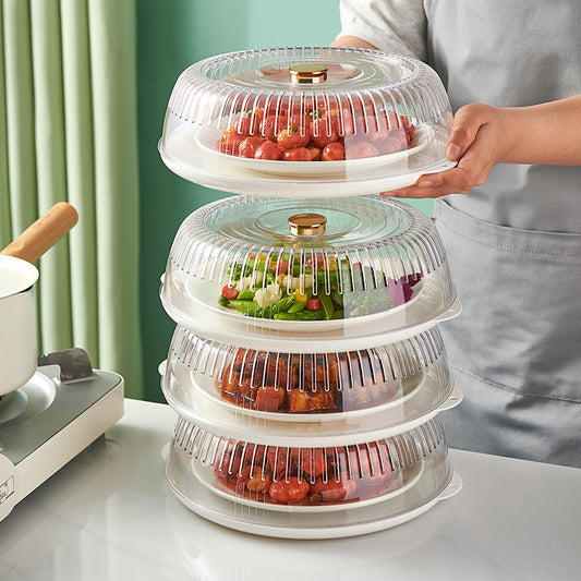 New Dust-Proof Transparent Thermal Insulation Food Cover Multi-Layer Leftover Food Cover Household Anti-Fly Cover Vegetable Cover eprolo