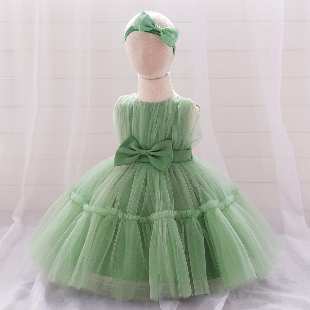 Children's mesh dress princess dress baby fluffy dress baby one year old wedding dress evening dress eprolo