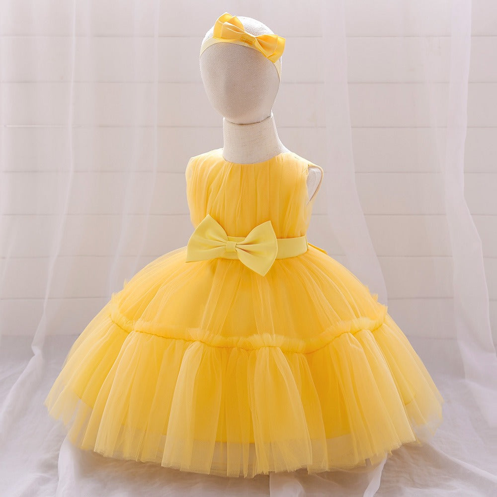 Children's mesh dress princess dress baby fluffy dress baby one year old wedding dress evening dress eprolo