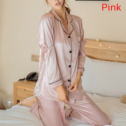Silk Satin 2-Piece Pajama Set - Luxurious Sleepwear for Women