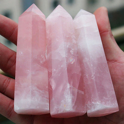 1PC Large Natural Pink Rose Quartz Point – Healing Crystal for Home & Spiritual Decor