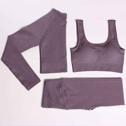 Women Gym Clothing High Waist Yoga Pants Tracksuit Fitness Clothing Two or Three-Piece Set