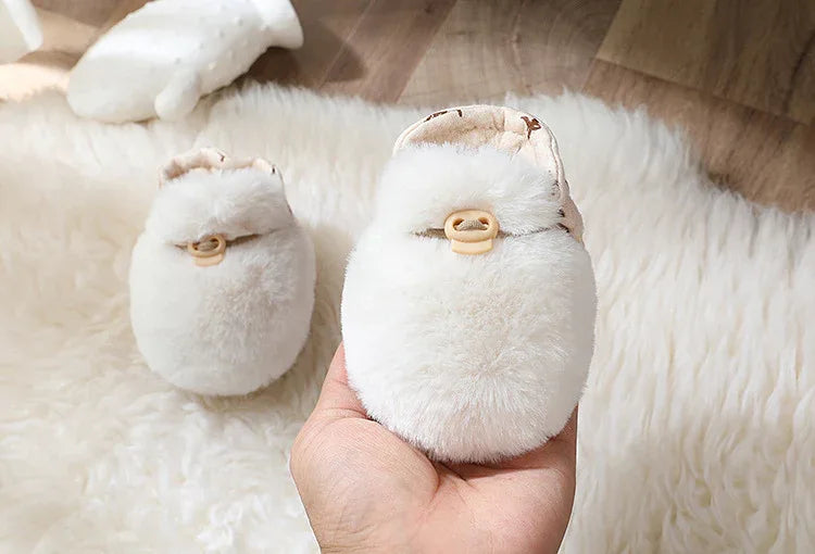 Newborn Plush Footwear Winter Thickened And Padded Infant Soft Bottom Step Front Shoes Warm Fur Baby Toddler Shoes - Shello's Creative Boutique