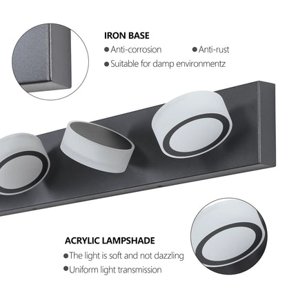 LED Modern Black 6-Light Vanity Lights Fixtures Over Mirror Bath Wall Lighting - Shello's Creative Boutique