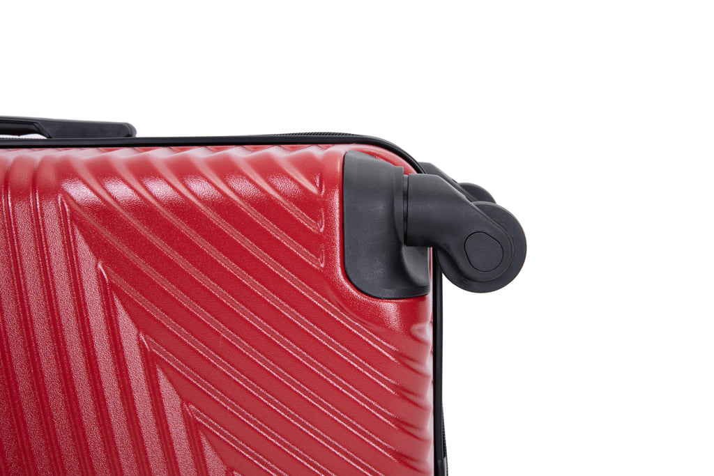 3 Piece Luggage Sets PC+ABS Lightweight Suitcase with Two Hooks Spinner Wheels (20/24/28) Red eprolo