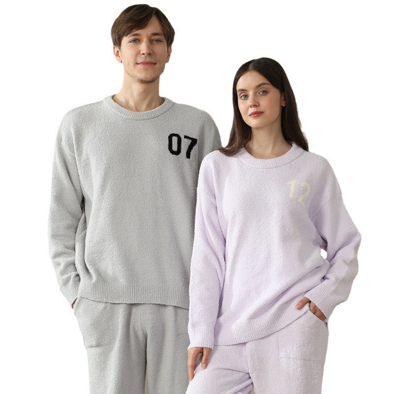 Autumn and Winter Half Fleece Couple's Home Clothes Set Head Style Multi Color Optional Plush Set Sleepwear eprolo
