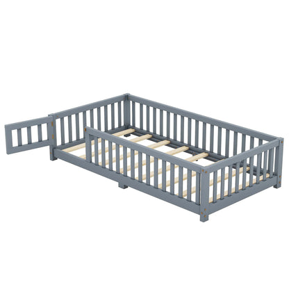 Twin Size Floor Bed with Safety Guardrails & Door – Secure, Stylish, and Fun - Shello's Creative Boutique