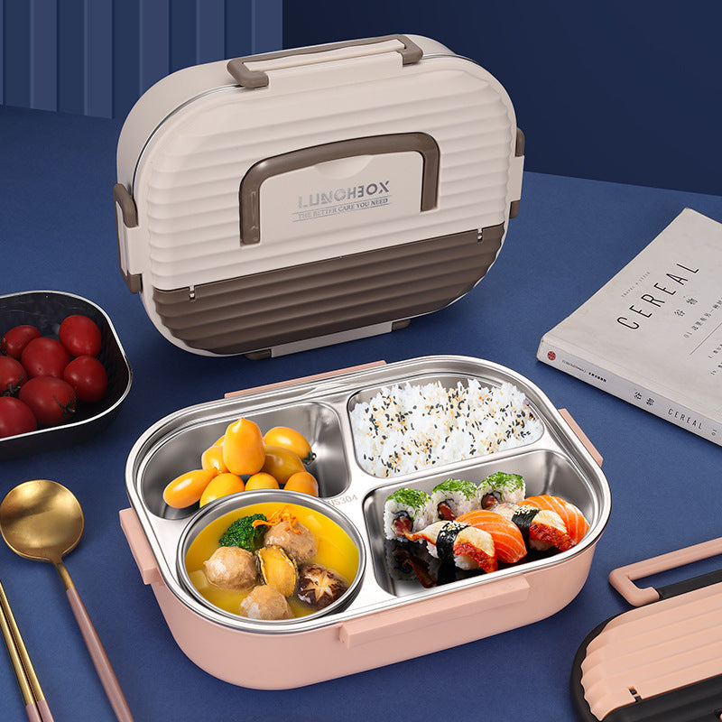 Microwaveable portable 304 stainless steel heat preservation rectangular lunch box fresh lunch box eprolo