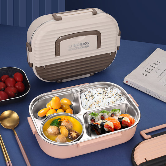 Microwaveable portable 304 stainless steel heat preservation rectangular lunch box fresh lunch box eprolo