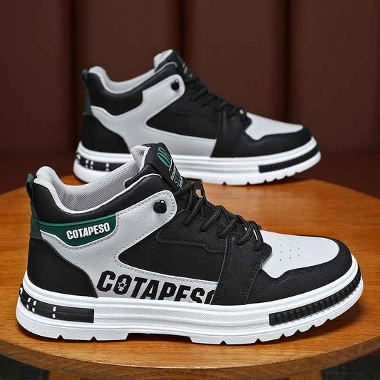 Men's Breathable High Top Shoes - Trendy Versatile White Sports and Leisure Board Shoes