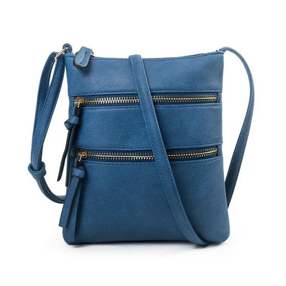 Leisure multifunctional pocket with double zipper vertical women's bag single shoulder bag crossbody bag - Shello's Creative Boutique