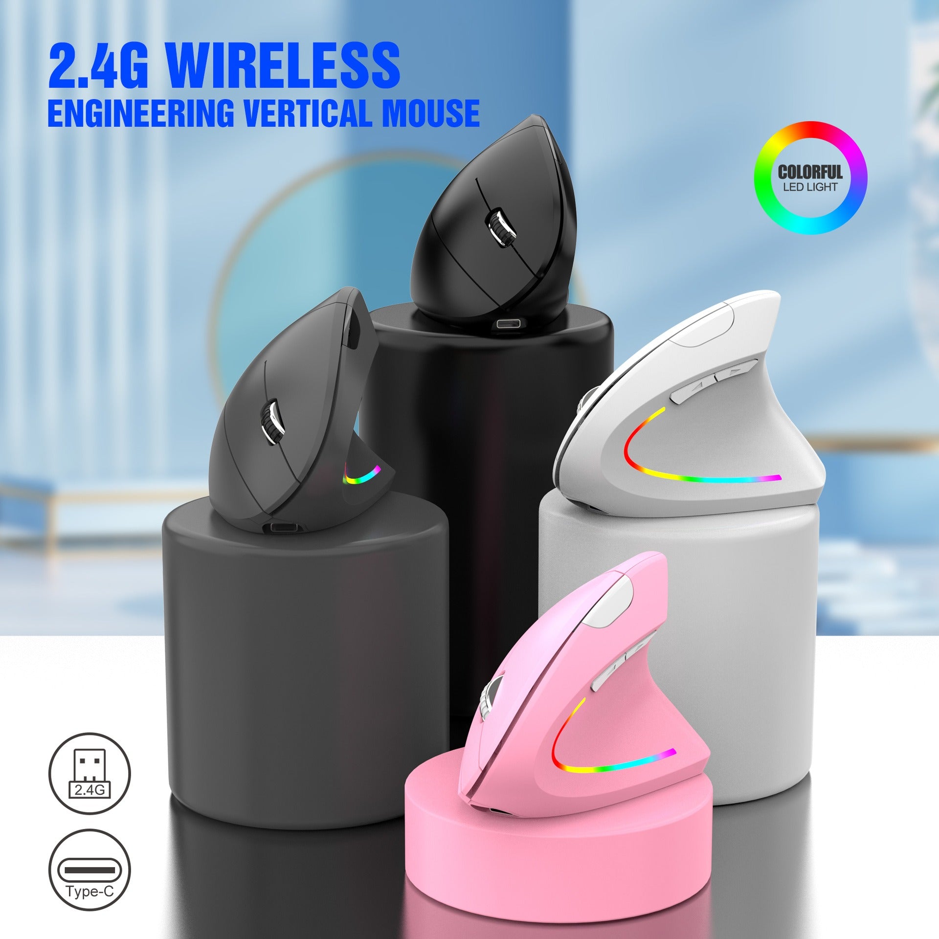 Wireless 2.4G vertical mouse for prevention