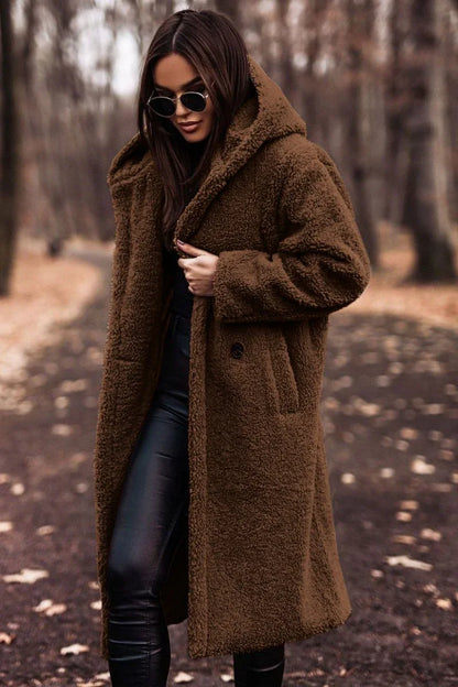 Winter Fashion Long Coat Net Color Long Sleeve Tweed Women's Jacket - Shello's Creative Boutique