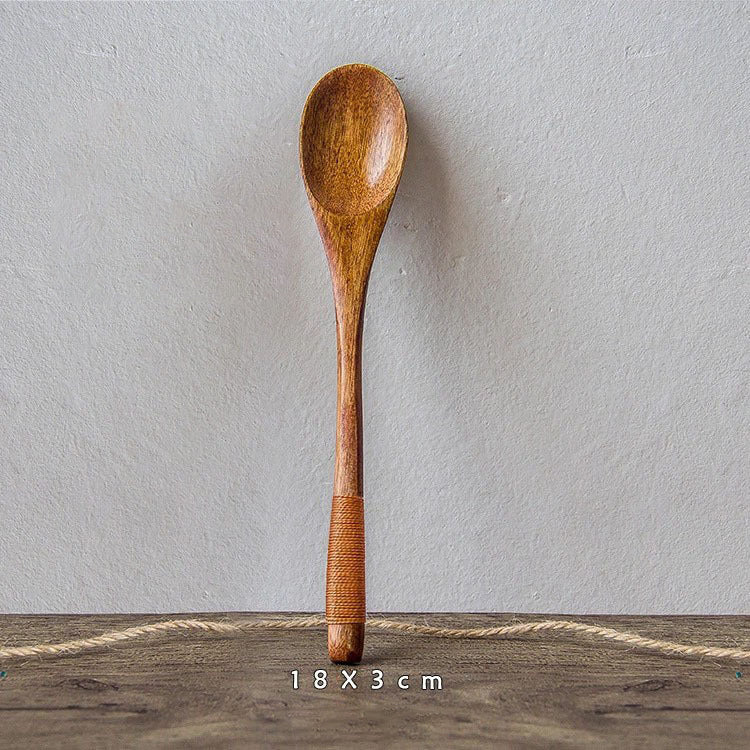 Japanese Nanmu Winding Spoon and Fork Set Wooden Coffee Stirring Spoon Wooden Spoon and Fork eprolo