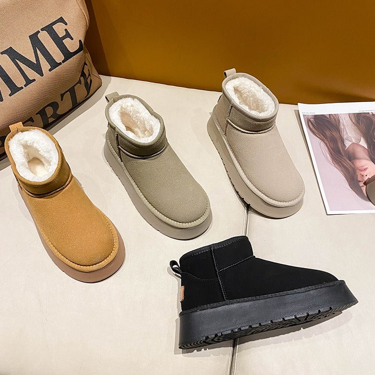 Thick soled versatile snow boots for women's warmth and height increase small cotton shoes eprolo