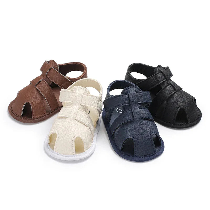 Baby Boy Summer Sandals - Soft Cotton First Walking Shoes 0-1 Year - Shello's Creative Boutique